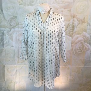 Just Tunic Top Anchor Print Coverup Blouse Top XL